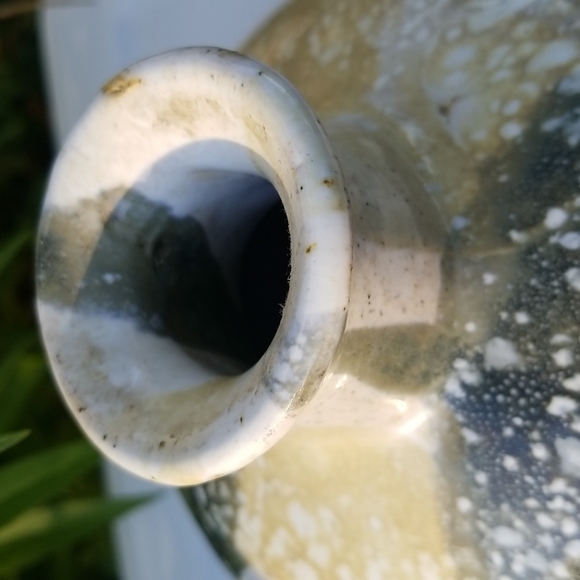 1970s Studio Pottery Vessel Vase signed Patti Dunes '74 neutral drip - Picture 7 of 10